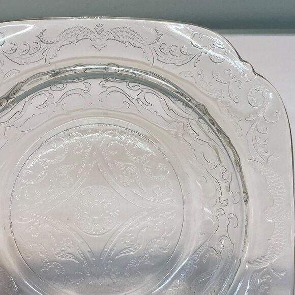 Vintage Federal Depression Glass Clear Madrid Square Soup Bowl 1930's 7 inches - Picture 6 of 11